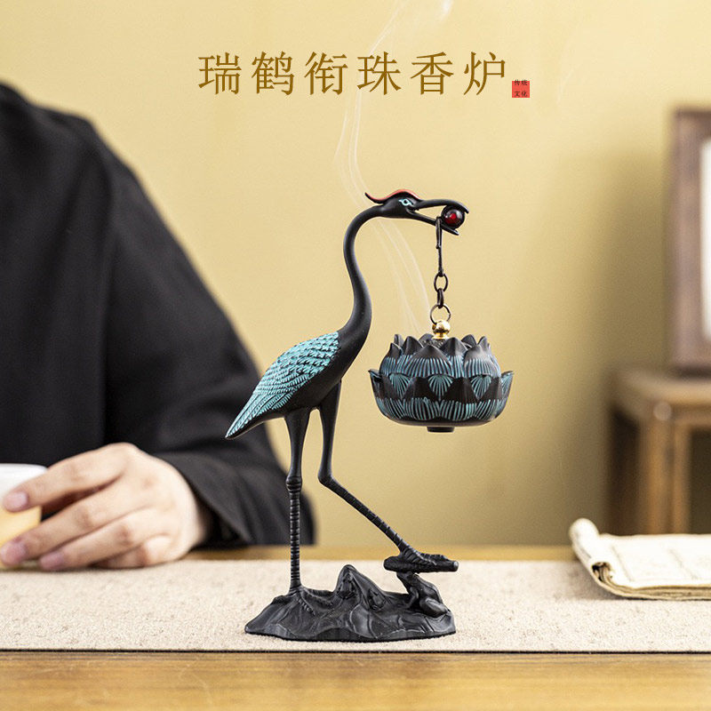 銅製 香炉 仙鶴宮灯香炉 室内檀香香炉 茶室禅意香炉 装飾品 工芸品 置物 仙鹤铜香炉-仙鹤铜香炉促销价格、仙鹤铜香炉品牌- 淘宝
