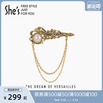 shes Siezi Versailles dream plating 14K gold retro court style tassel brooch female accessories