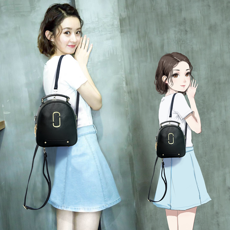 Genuine leather shoulder bag lady bag 2019 new Korean version Baitao fashionable small backpack soft leather lady inclined bag tide