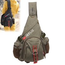 Mens chest bag large canvas shoulder bag outdoor sports summer leisure mens earthen bag large capacity triangle backpack