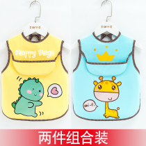 Baby eating jacket Childrens bib Waterproof and anti-dirty apron Thin protective clothing Baby anti-dressing child sleeveless pocket