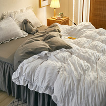 2021 new bed dress with four sets of small red book recommended full cotton pure cotton male main wind small fresh pure color minimalist quilt cover