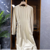 First-line big brand high-end cutting standard womens clothing foreign trade goods export tail single clearance long sleeve waist silk jumpsuit skirt