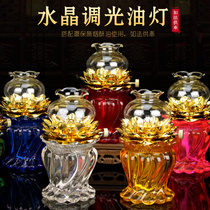 Colorful colored glazed oil lamp household Buddha lamp dimming windproof ever lamp Buddha hall lotus lamp for Buddhist supplies