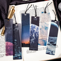 PET bookmarks universe roaming series sun moon stars and clouds ins scenery literary frosting simple transparent book clip students with creative hand book material collage homemade bookmark diy material package