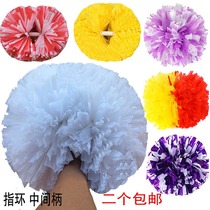 Large double-head handle PE matte cheerleading team hand flower color ball square dance props cheerleading Flower Ball