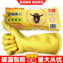 Thickened cow brand latex laundry housework dishwashing rubber leather gloves wear-resistant women waterproof kitchen durable beef tendon labor protection