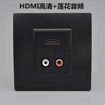 Black double lotus head audio HDMI HD socket 86 TV 4K wall red and white audio multimedia panel