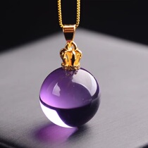 Brazilian natural amethyst transfer bead pendant choker ladies 18K gold inlay crystal ball pendant jewelry