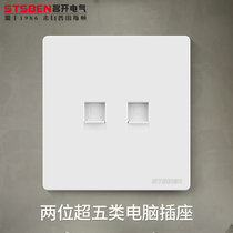 Type 86 Wall Concealed double-mouth broadband network Panel Two ultra-five-type network wire socket Two-position computer socket