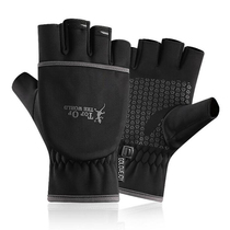Autumn and winter outdoor riding fishing gloves mens touch screen fleece windproof warm corset open finger flap gloves
