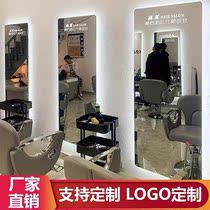 LED Net red hairdressing mirror table barber shop special mirror simple cabinet integrated hair salon touch with lamp floor mirror