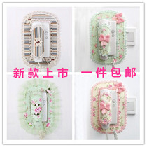 Doorbell set lace fabric intercom indoor unit cover video phone hanging dust cover switch sticker