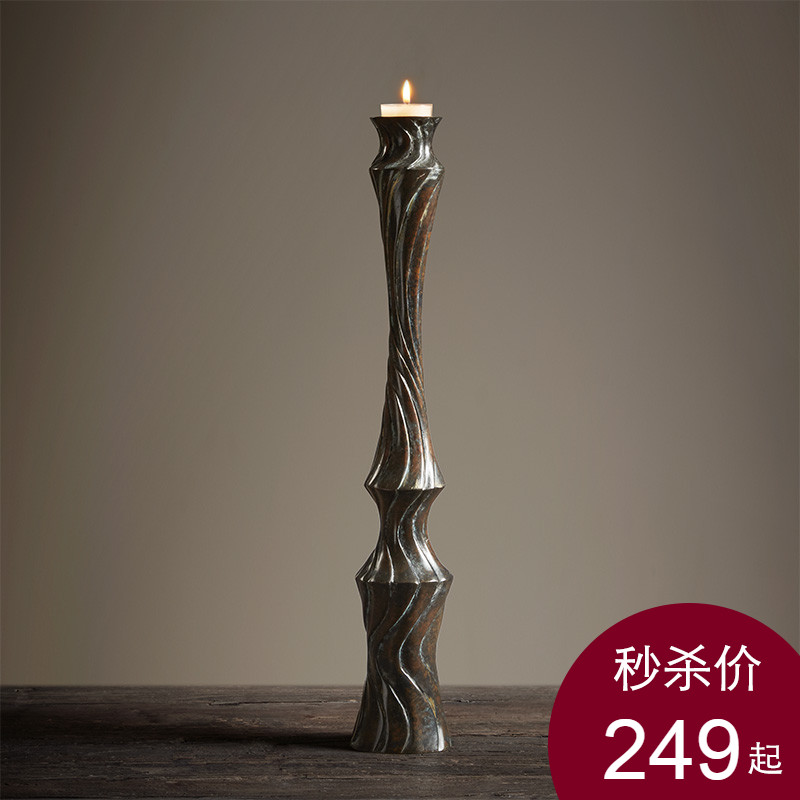 Tao Home Zen Corrugated Candleholder Thailand Imported Brass Southeast Asia Wind Table Decoration Candleholder