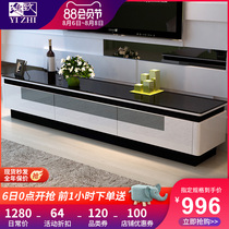 Yizhi simple modern paint TV cabinet Tempered glass floor cabinet small apartment TV cabinet coffee table combination