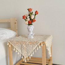 Pastoral hollow crochet lace tablecloth ins vintage small round table square tablecloth square bedside table cover cloth