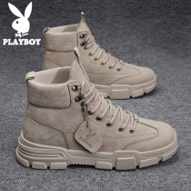 Playboy Martin Boots Men High Gang Autumn English Thick Bottom trendy shoes Men Desert Retro Mid Gang Boot