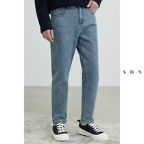 2022 spring new 13oz retro made of old washed jeans Mens loose straight drum long pants men casual pants