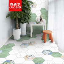 Hansell small tiles Small fresh green hexagonal candy glaze Bathroom balcony floor wall tiles Non-slip kitchen tiles