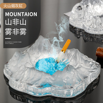 Creative ice and snow volcano fashion crystal glass ashtray anti-fly ash smoke sand smoke odor living room personality smoke butterfly