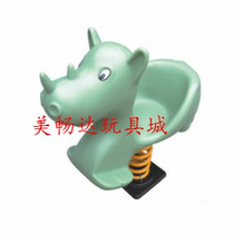 Children outdoor spring rocking horse Children rocking music Outdoor rocking horse Plastic rocking music Cartoon Rhinoceros rocking music