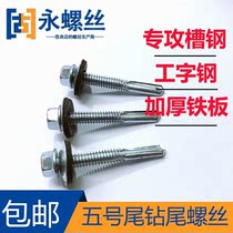 Reinforced No 5 tail white zinc hexagon drill tail Self-tapping self-drilling dovetail screw gasket Specializes in channel steel I-beam