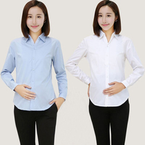 Maternity dress White long-sleeved short shirt autumn professional dress tooling work formal shirt autumn work top