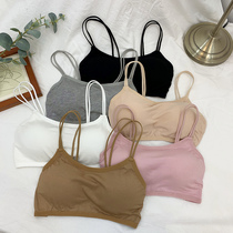2021 Korean version of the American strap chest pad one-piece bra female student solid color suspender belt chest vest underwear