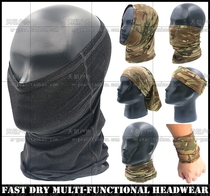 American seal deformation multi-function tactical sunscreen perspiration quick-drying headscarf scarf scarf head cover mask linen Black
