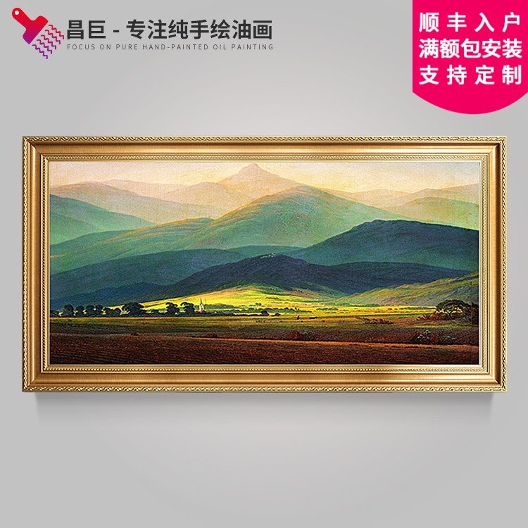 Pure hand-painted oil painting custom-made European landscape painting landscape painting American hanging drawing room fresco decorative painting Giant Mountain