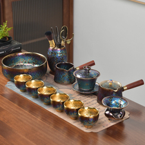 Tea Bo Zhenpin Gilt Jianzhan teacup set Antique kiln becomes Kung Fu tea set Household tea office meeting guest