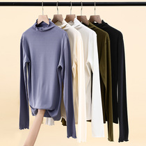 Light and luxurious foreign trade Original single large tail stock Tail Goods cut Withdrawal Cabinet Yu Bill Women Dress Autumn Winter High Collar Long Sleeve Lotus Leaf with undershirt