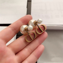 D home CD pearl earrings advanced sense fashion temperament simple baby star with earrings ins style retro design