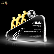 Crystal Trophy Customized Creative Excellent Team Work Together Metal Gold Staff Competition Awards