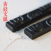  Ancient Qian Wenzhen double-sided Japanese cast iron Wenzhen town ruler paperweight high-end Wenfang four treasures gift