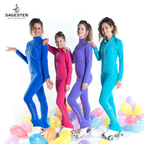  Supply) Italian Sagester childrens figure skating suit Womens training suit high waist bag leg pants Colorful 433