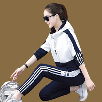 Boomers CVY sports suit womens spring clothing 2022 new Lianhood Shrink Stomp Pants and casual wear for running two sets