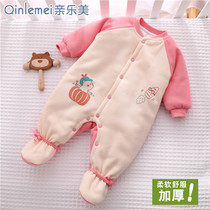 Newborn baby padded cotton-padded cotton-padded jacket winter clothes for two to three to six months baby winter clothes winter feet jumpsuit