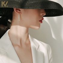 Freshwater pearl earrings women French high sense retro port wind ear clip 2021 new trend S925 sterling silver earrings