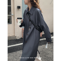 VNOOK windbreaker female long 2021 Spring and Autumn new waist loose temperament lapel coat coat coat