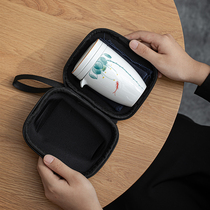 Yan De hand-painted lotus leaf a pot of three cups travel tea set Outdoor fast guest Cup portable with filter portable bubble teapot