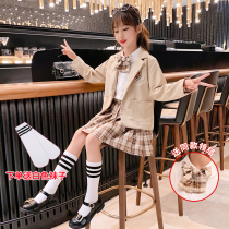 9 Girls jk uniform skirt 7 Spring and Autumn college style three-piece suit 14-year-old girl blazer dress suit 12