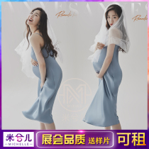 809 exhibition new photo studio pregnant women Photo clothing satin light dress pregnancy belly photo clothes rental