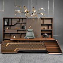 New Chinese Solid Wood Boss Table Desk High-end Modern Light Extravagant Office Furniture President Table Grand Bandae Customize
