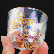 Huancai gold and silver heat-resistant glass master cup Tea cup Kung Fu tea cup handmade cup Single cup crystal tea lamp
