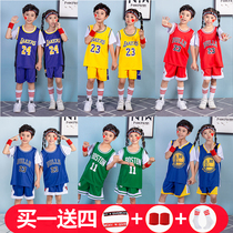 Short-sleeved fake two-piece childrens basketball suit suit Boys summer jersey Summer quick-drying girl girl baby sports customization