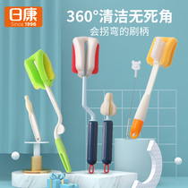 Rikang sponge bottle pacifier brush cleaning tool wide mouth standard mouth 360 degree rotating cleaning cleaning brush set