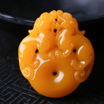 Huanglong jade Pixiu pendant safety buckle Jade Unicorn thing safety Mens and womens jade pendant safety card jade pendant