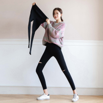 Korean version Chauchio black beating underpants woman outside wearing spring and autumn slim fit hole 90% small foot elastic tight pencil pants