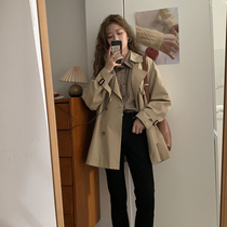 Khaki windbreaker jacket womens short little man 2021 spring and autumn new British style popular high-end coat this year